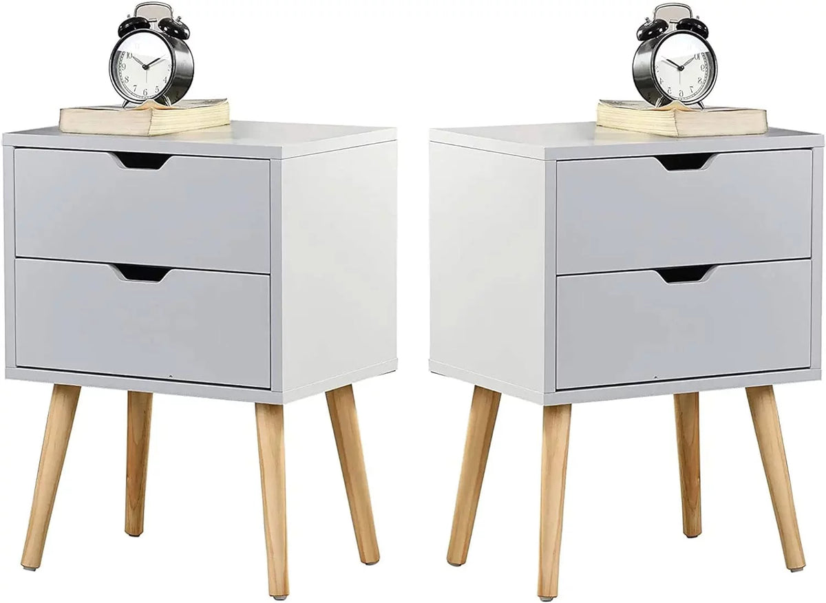 White Storage Drawer Nightstand Set Of 2 N138252