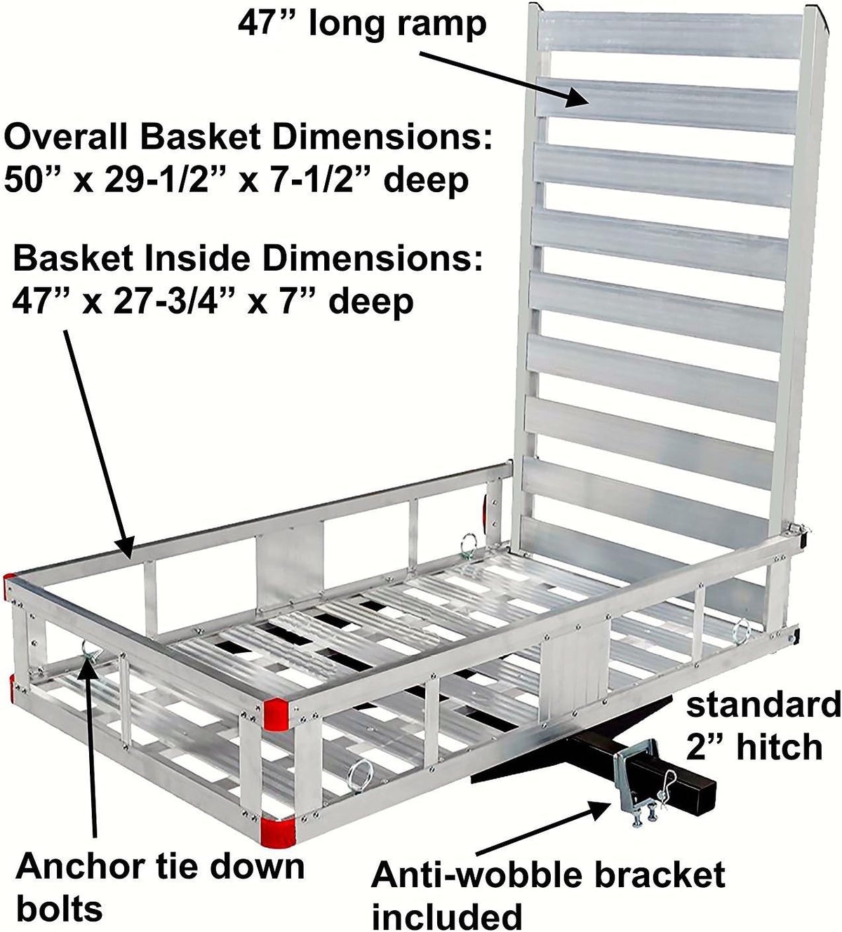Aluminum Cargo Carrier with High Side Rails and Ramp, 500 lb. Capacity C2930