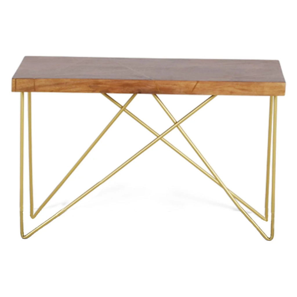 Warm Brown Pine and Brass Coffee Table Y40752