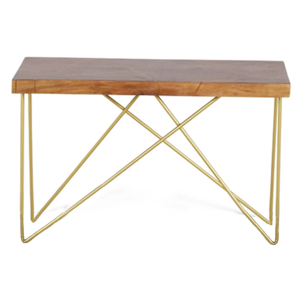 Warm Brown Pine and Brass Coffee Table Y40752