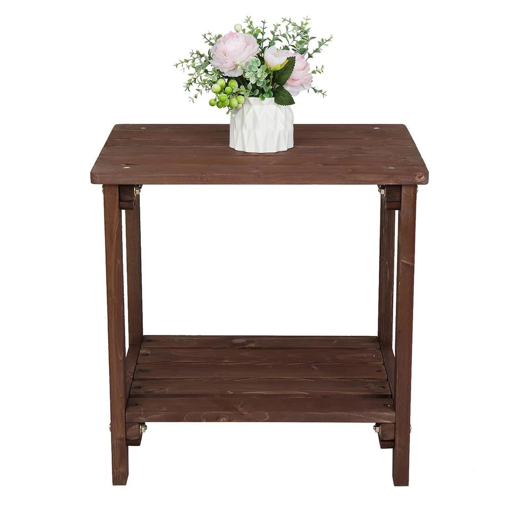 Light Brown 2 Tiers Wooden Side Table Z2798