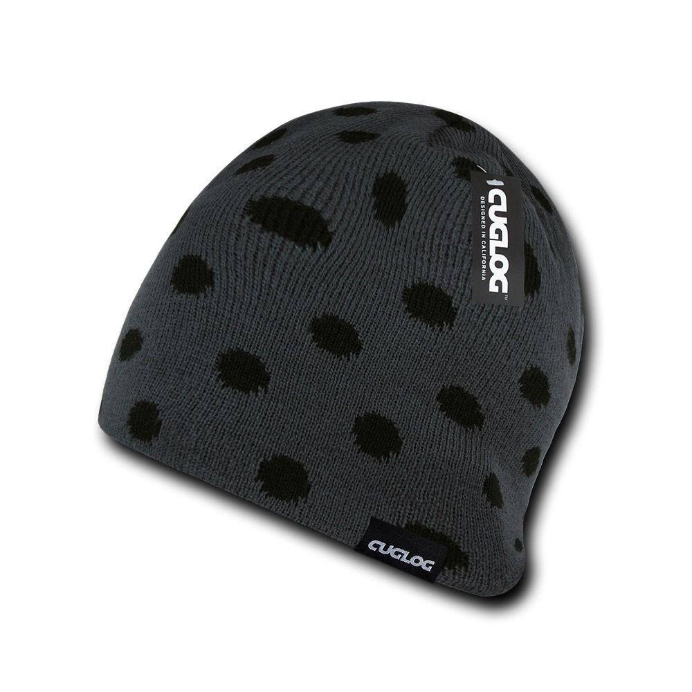 Charcoal/Black Polka Dotted Knit Beanies W185882