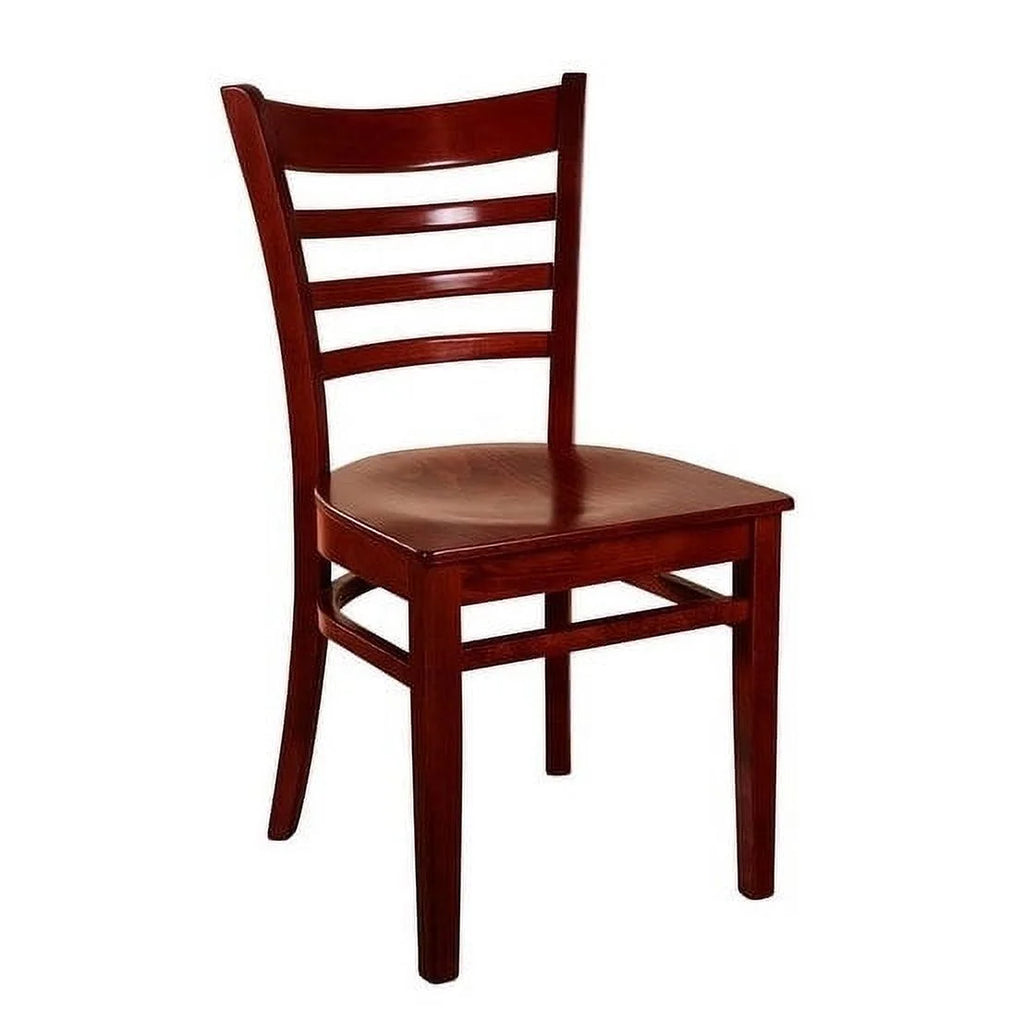 Ladderback Side Chair Mahogany Wood Seat Set of 2 J916