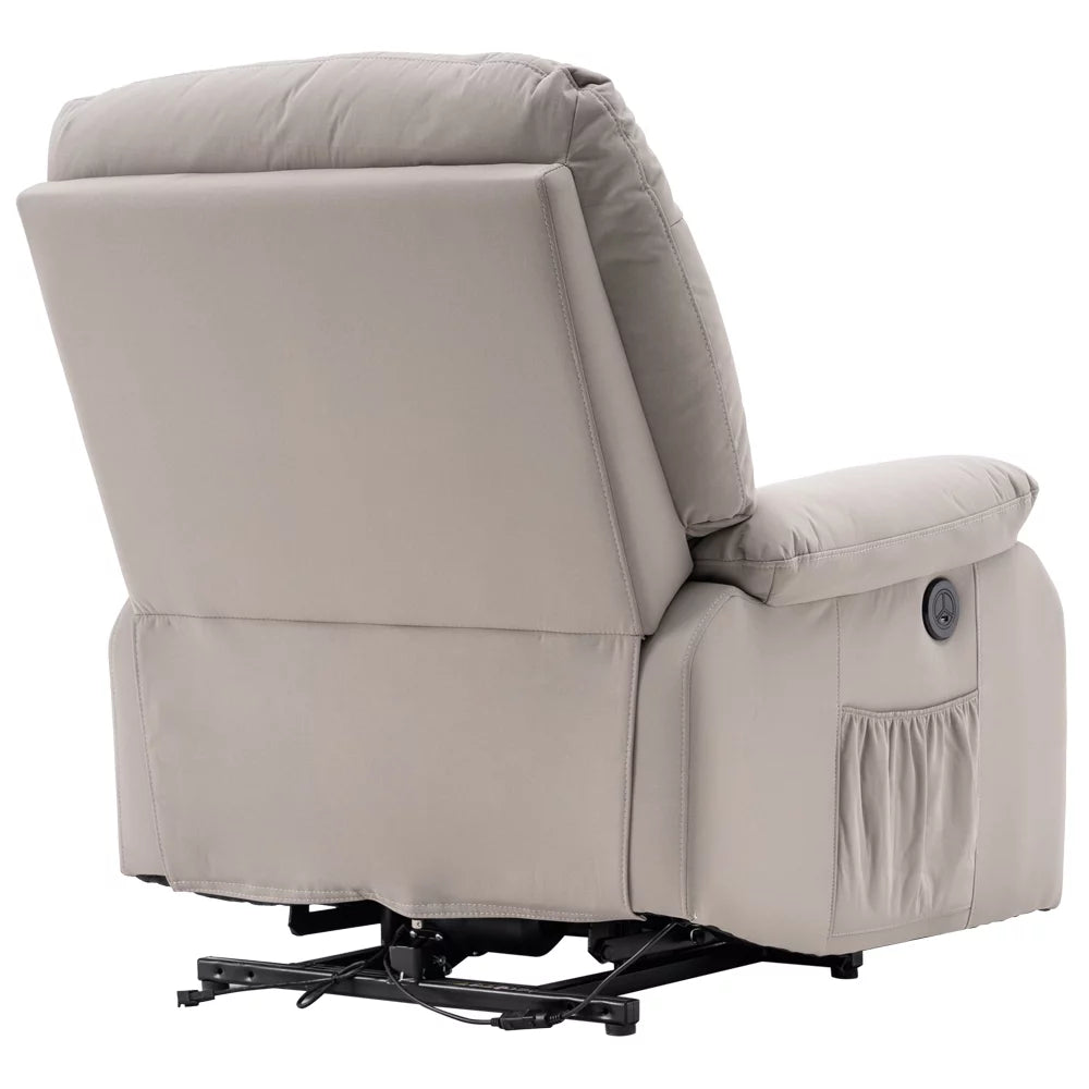 Electric Lift Recliner Massage Sofa Chair with Remote Control Silver White Z19540