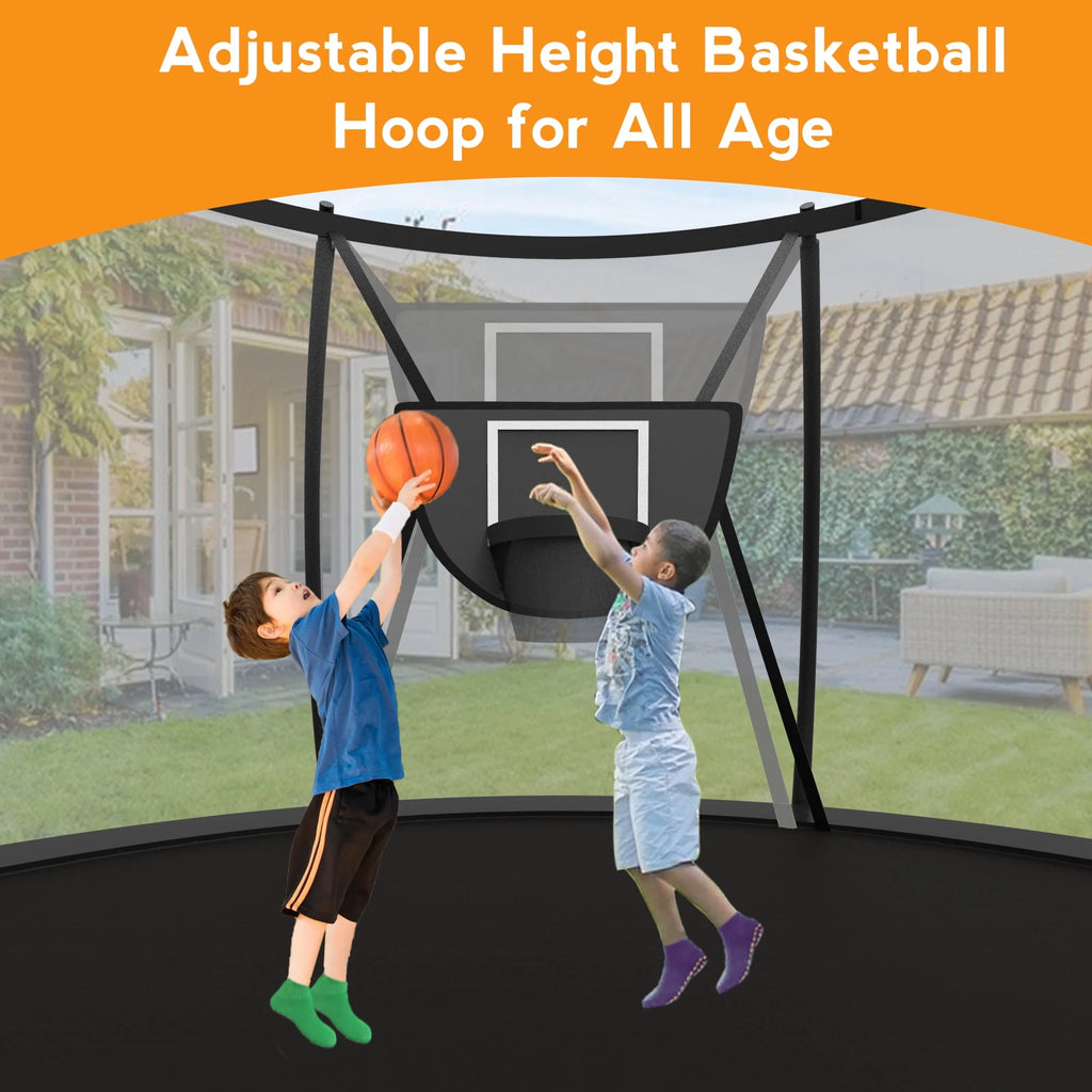 10FT 12FT 14FT 16FT Trampoline with Basketball Hoop & Light M190