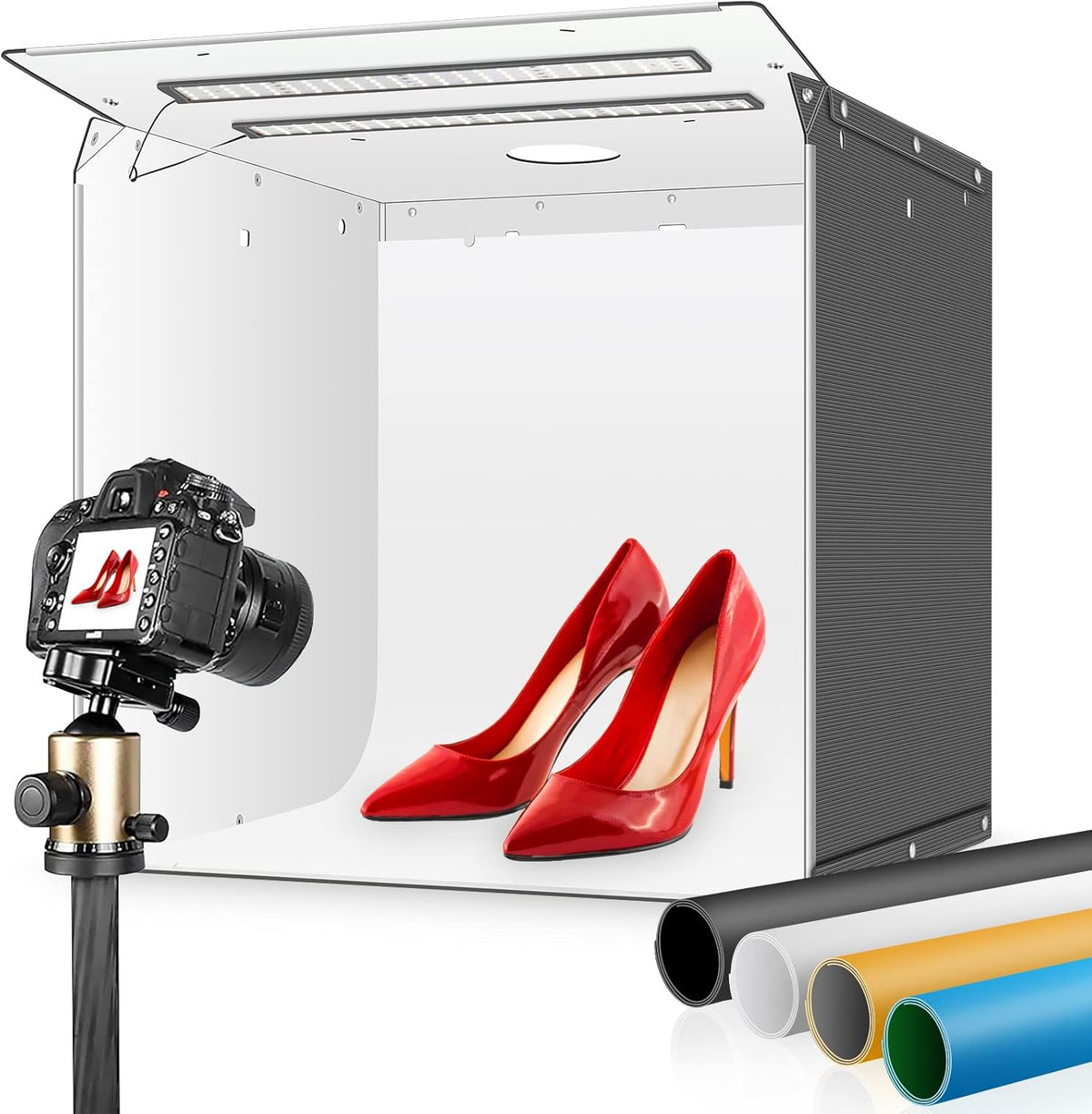 16"/40cm Portable Photo Studio Light Box with 6 Color Backdrops and 3 Light Filter Pack of 2 B7291