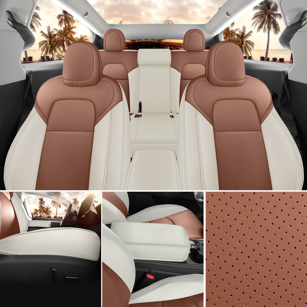 Brown and Beige Car Seat Cover S891
