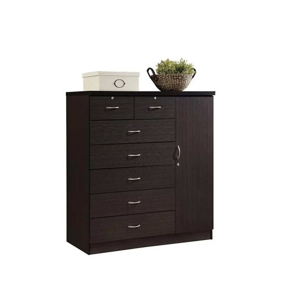 7 Drawer Chest with 1 Door 3 Shelves Chocolate S660794