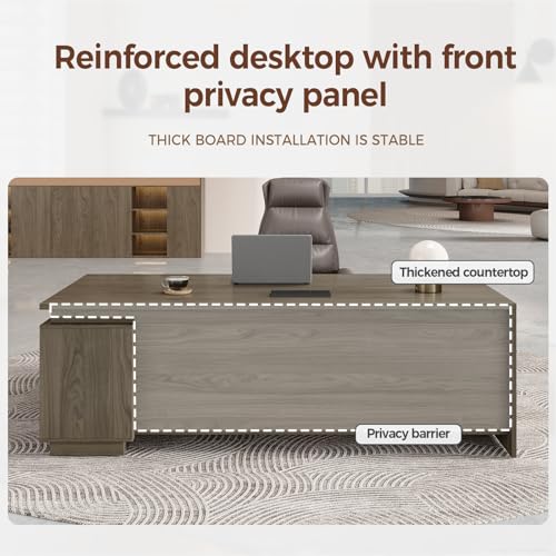 L-Shaped Executive Desk with Reversible Cabinets, Lockable Drawers & Cable Management J8211