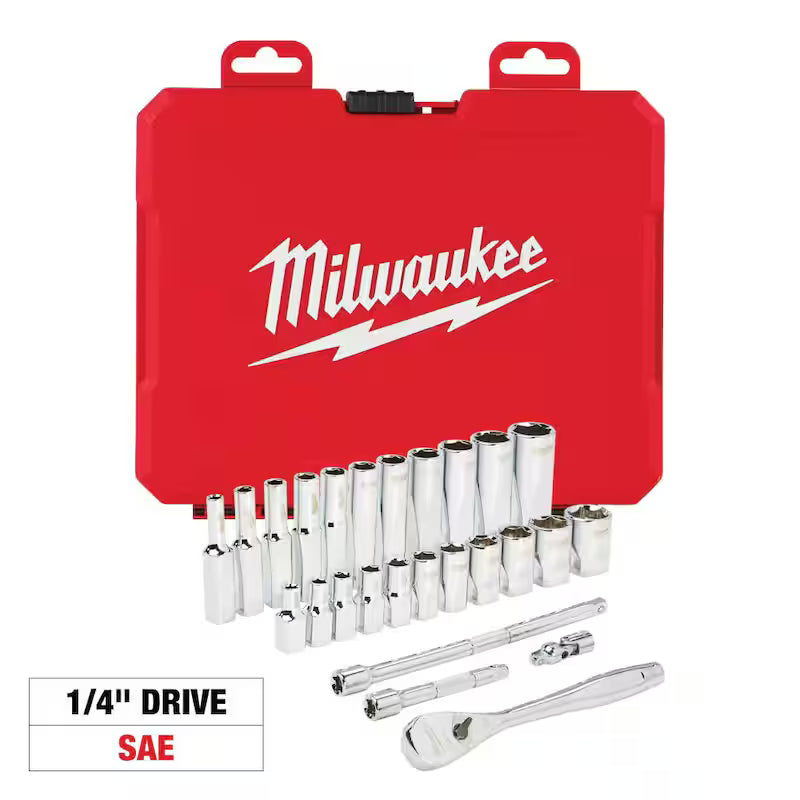 1/4 in. Drive SAE Ratchet and Socket Mechanics Tool Set (26-Piece) K5881