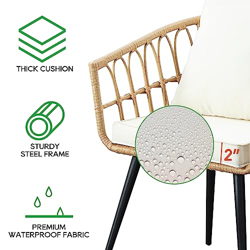 3 Piece Beige Wicker Patio Bistro Set C578
