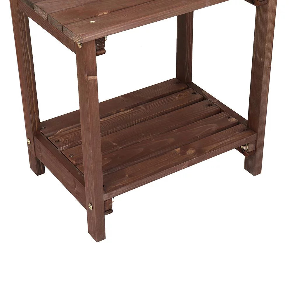 Light Brown 2 Tiers Wooden Side Table Z2798
