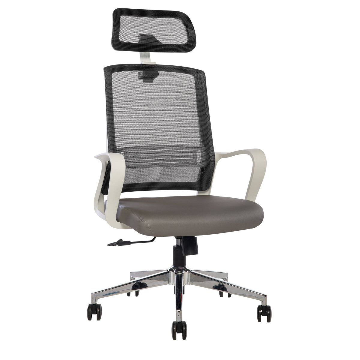Ergonomic Mesh/Fabric High-Back Task Chair with Headrest, Black/Gray/White I3204