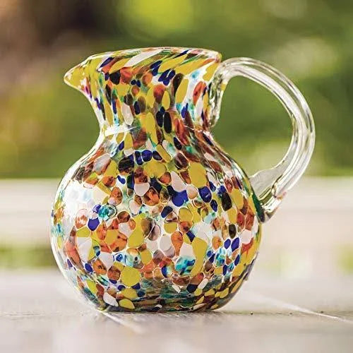 Multicolor Hand Blown Recycled Glass Pitcher (71 oz) O51002