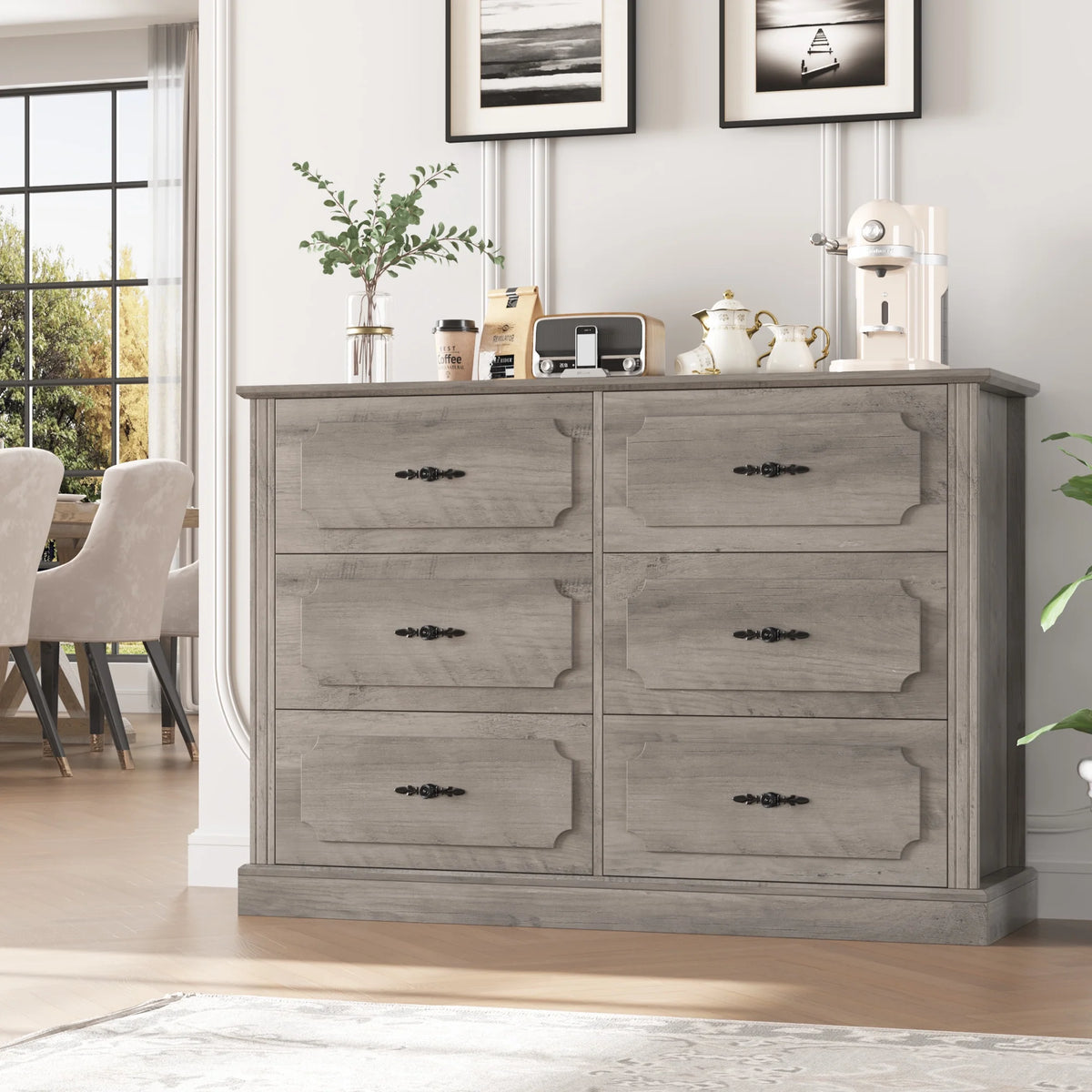White 6 Drawer Wood Dresser H67922