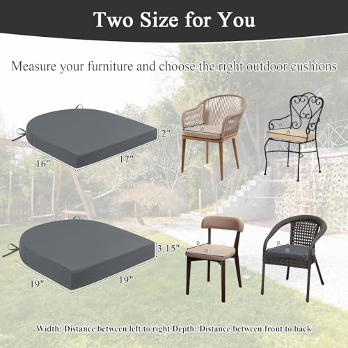 Waterproof Outdoor Chair Cushions Set of 2, 17"x16"x2", Cream E283634