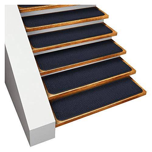 Set of 15 Skid-Resistant Carpet Stair Treads Navy Blue 8 in. x 30 in. I66059