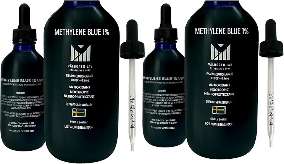Pharmaceutical Grade 1% Methylene Blue 2 oz & 4 oz Bottles F526