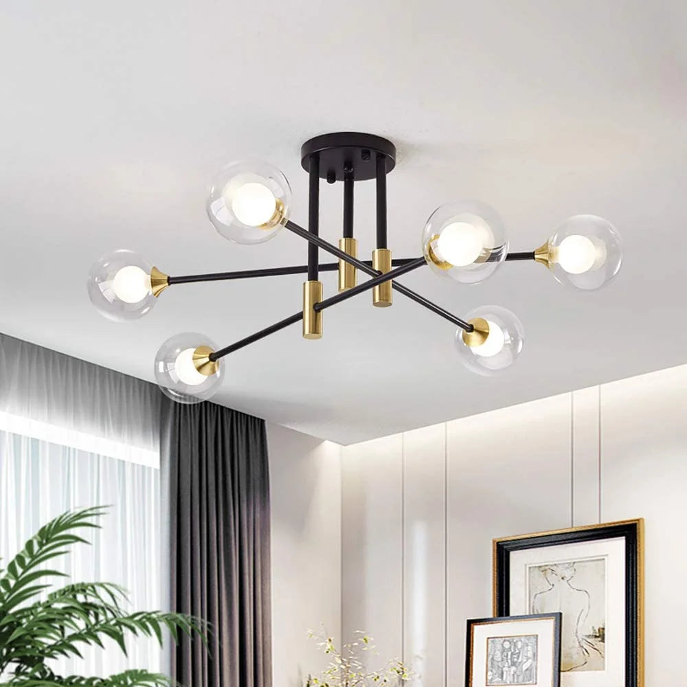 6 Lights Glass Shades Chandelier E125713