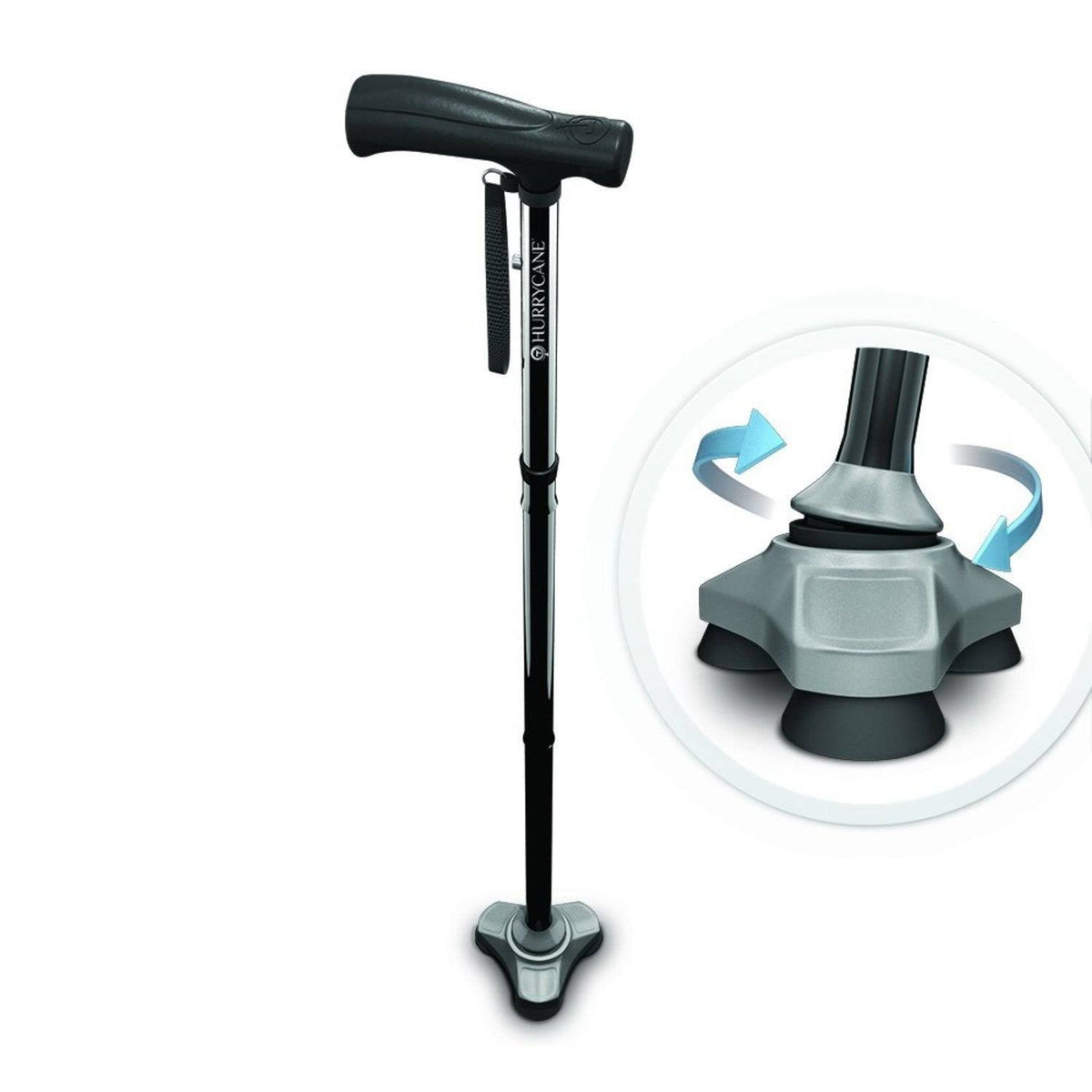 Black Folding All-Terrain Cane Walking Stick Z21436