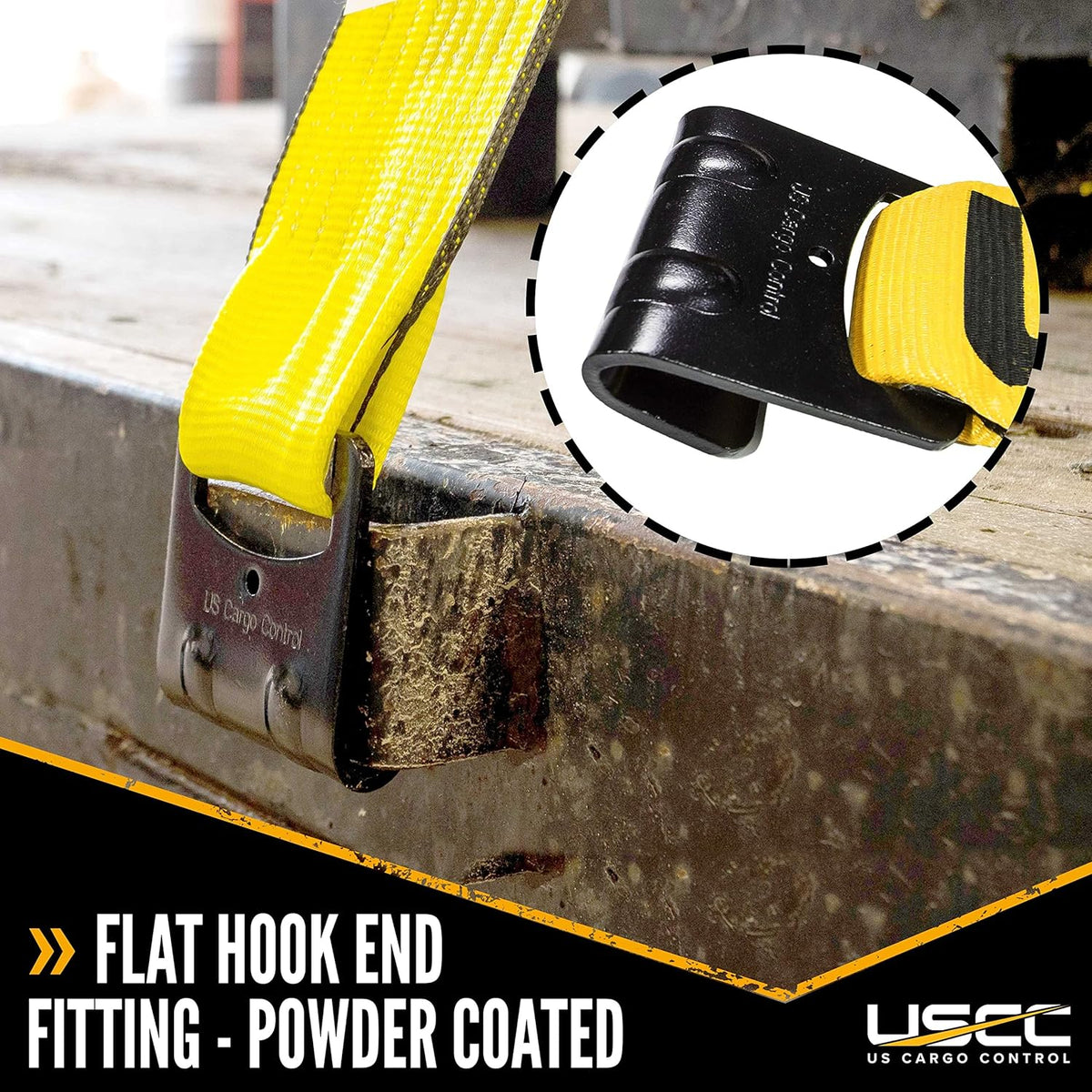 Yellow Ratchet Strap with Flat Hooks O4538