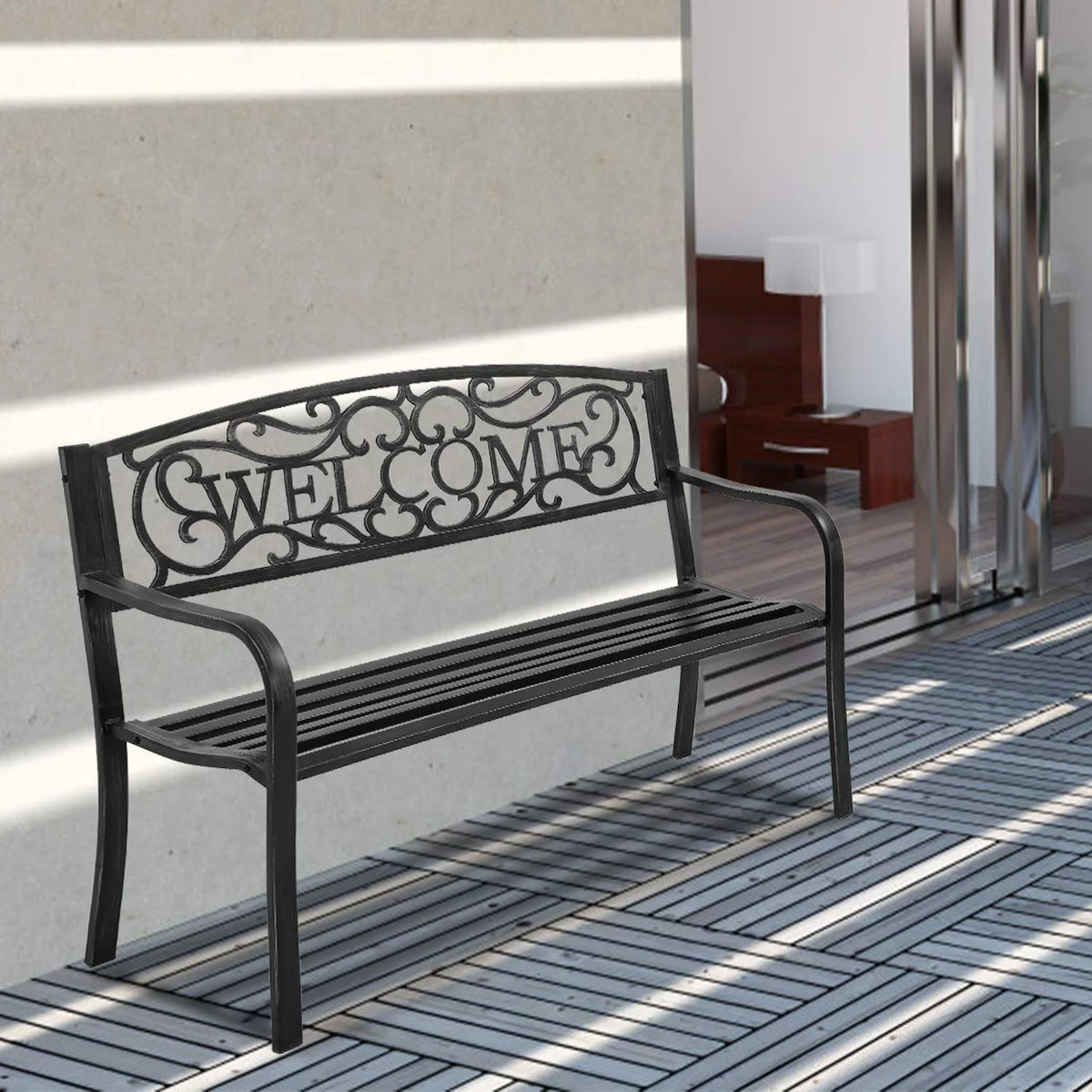 Patio Bench 400 lbs Cast Iron Metal Outdoor Seating S808157
