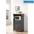 Oak Microwave Kitchen Cart with Drawer and 2-Door Cabinet M168