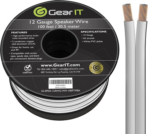 12 AWG Speaker Wire Cable 100 Feet White Pack of 2 D9965