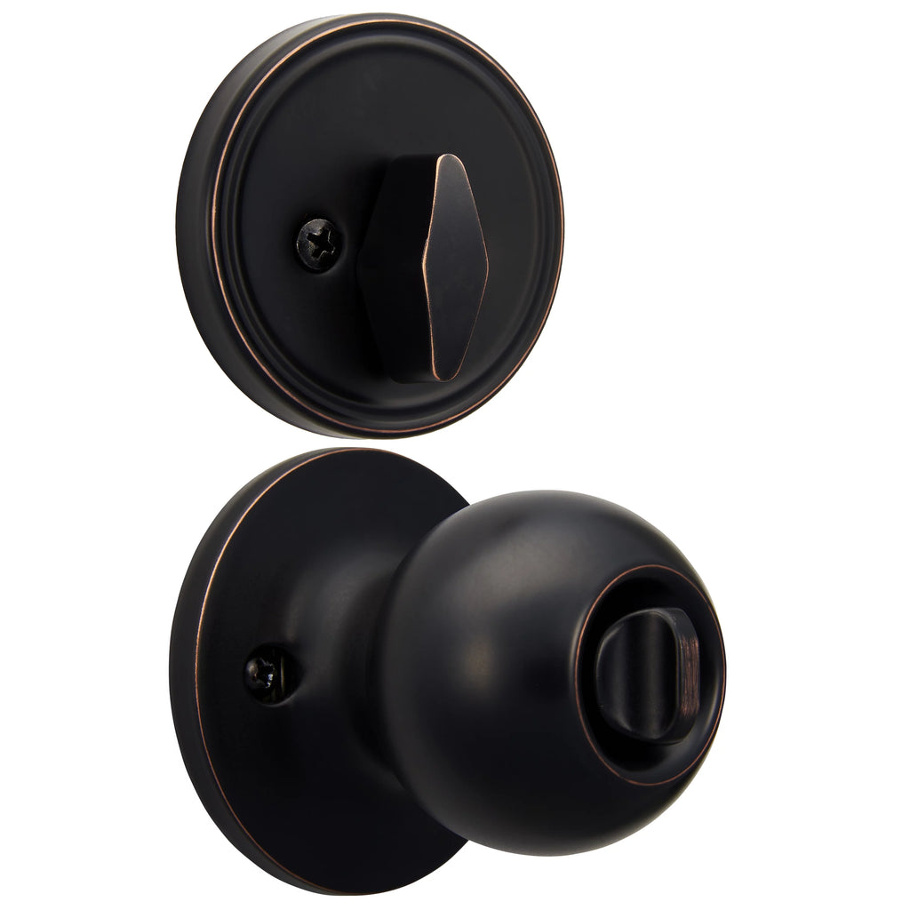 Antique Brass Ball Doorknob and Deadbolt Combo Pack J83994