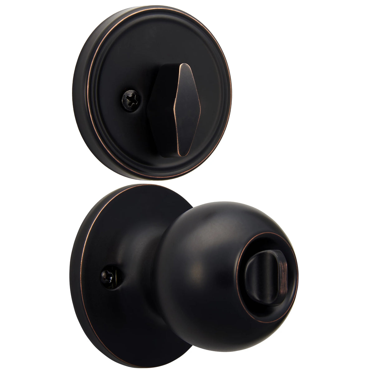 Antique Brass Ball Doorknob and Deadbolt Combo Pack J83994