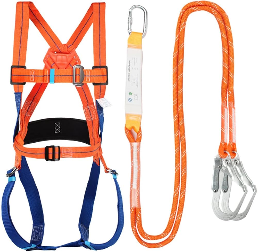 Full Body Safety Harness with Internal Shock Absorbing Lanyard, Orange, Pack of 2 U727999