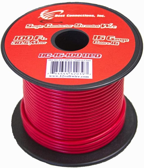 16 Gauge Red & Black Stranded Copper Clad Wire 100 Ft Each, Pack of 2 A100