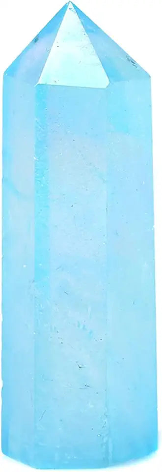 Blue Aura Clear Quartz Crystal Point Wand 50-60mm A6442