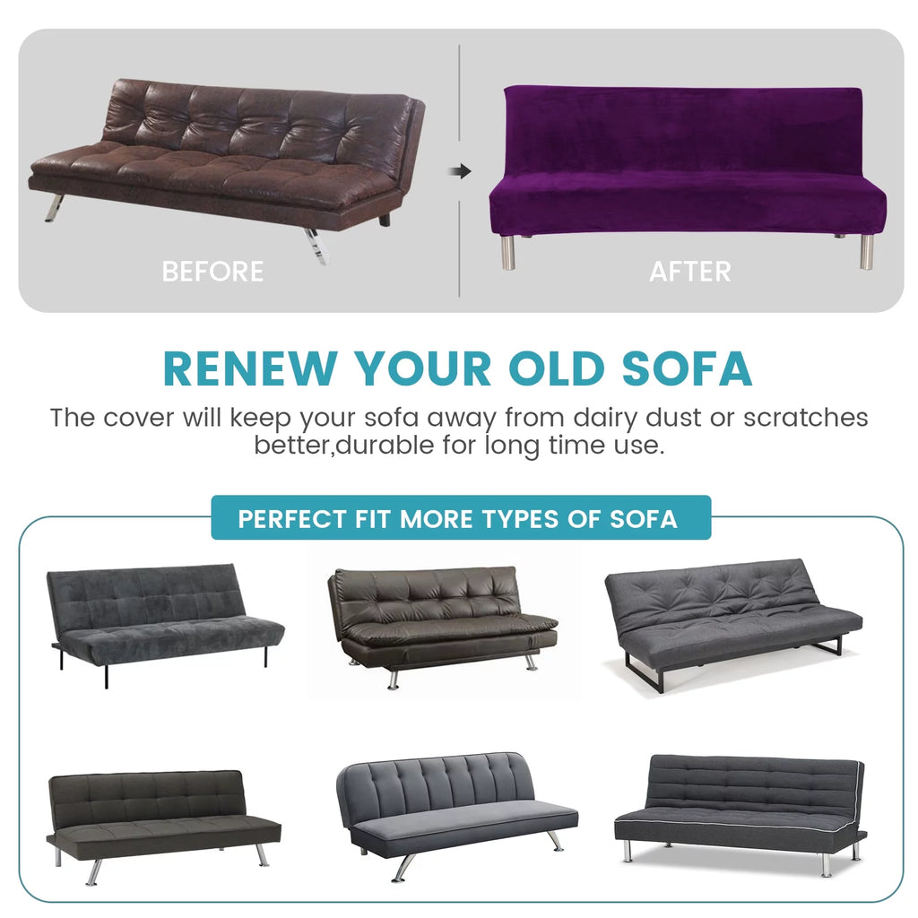 Stretch Futon Cover Armless Sofa Bed Cover V241118