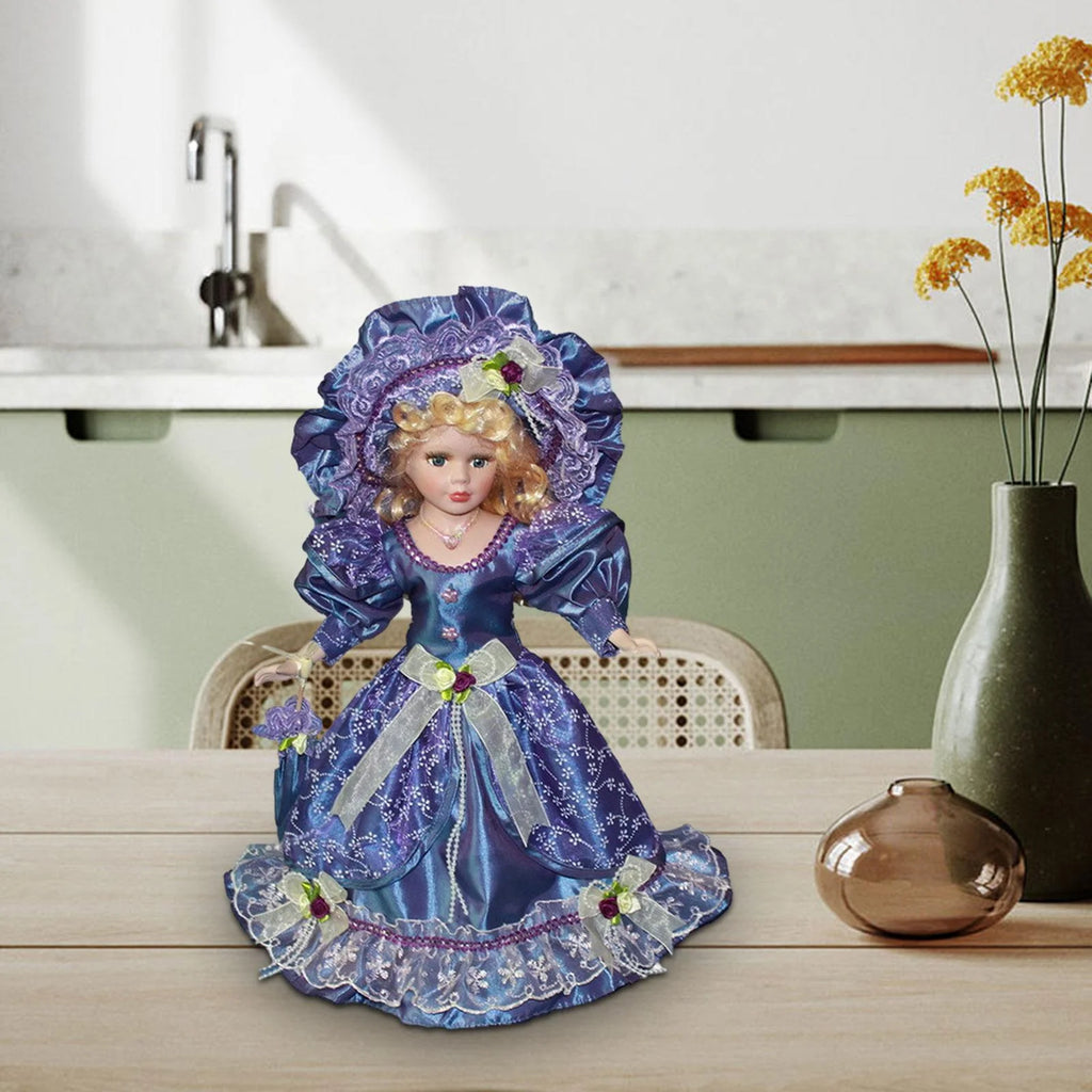 Violet Porcelain Dollhouse Lady with Dress S300337