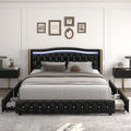 White Queen Size LED Bed Frame with 4 Storage Drawers E6306