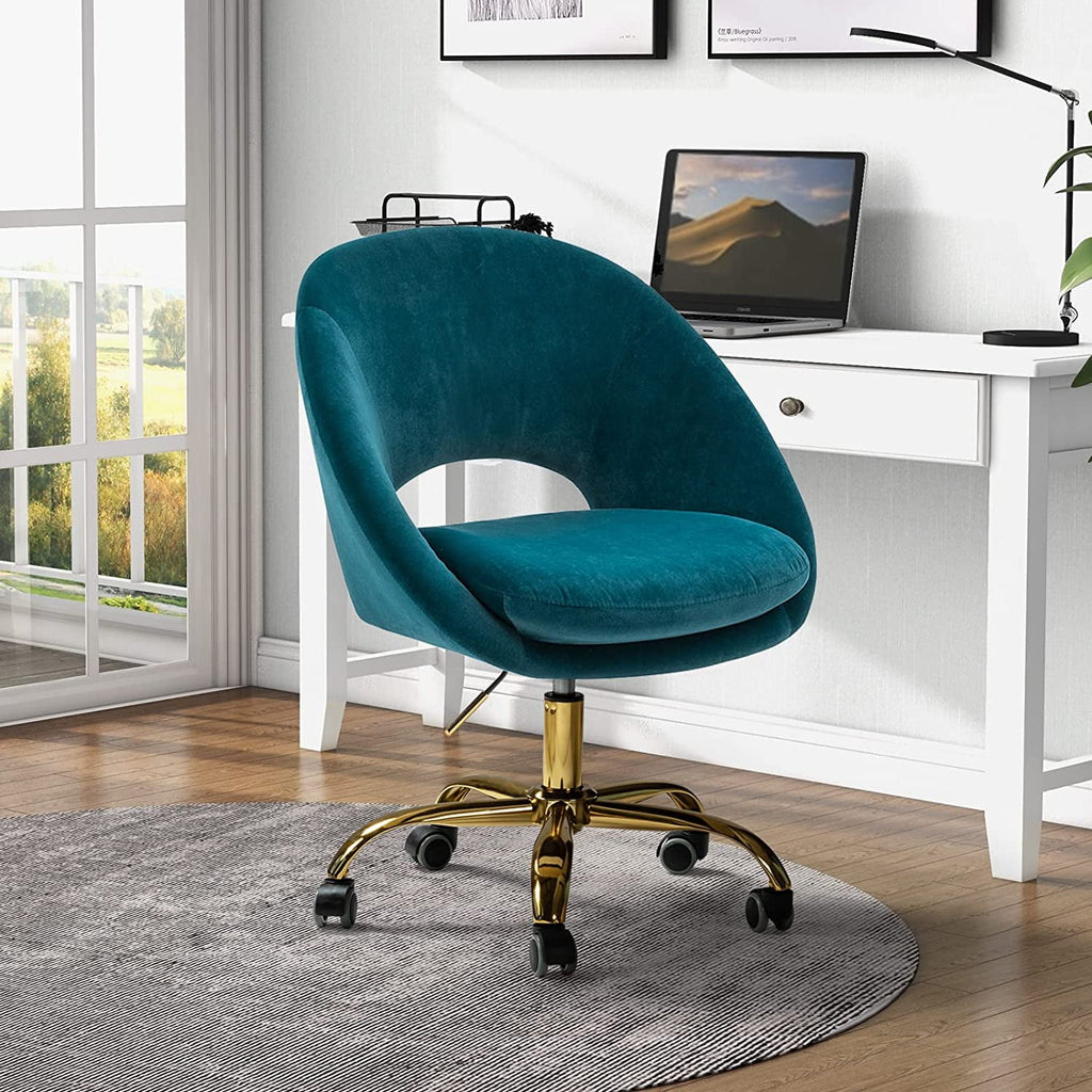 Teal Velvet Upholstered Desk Chair A965