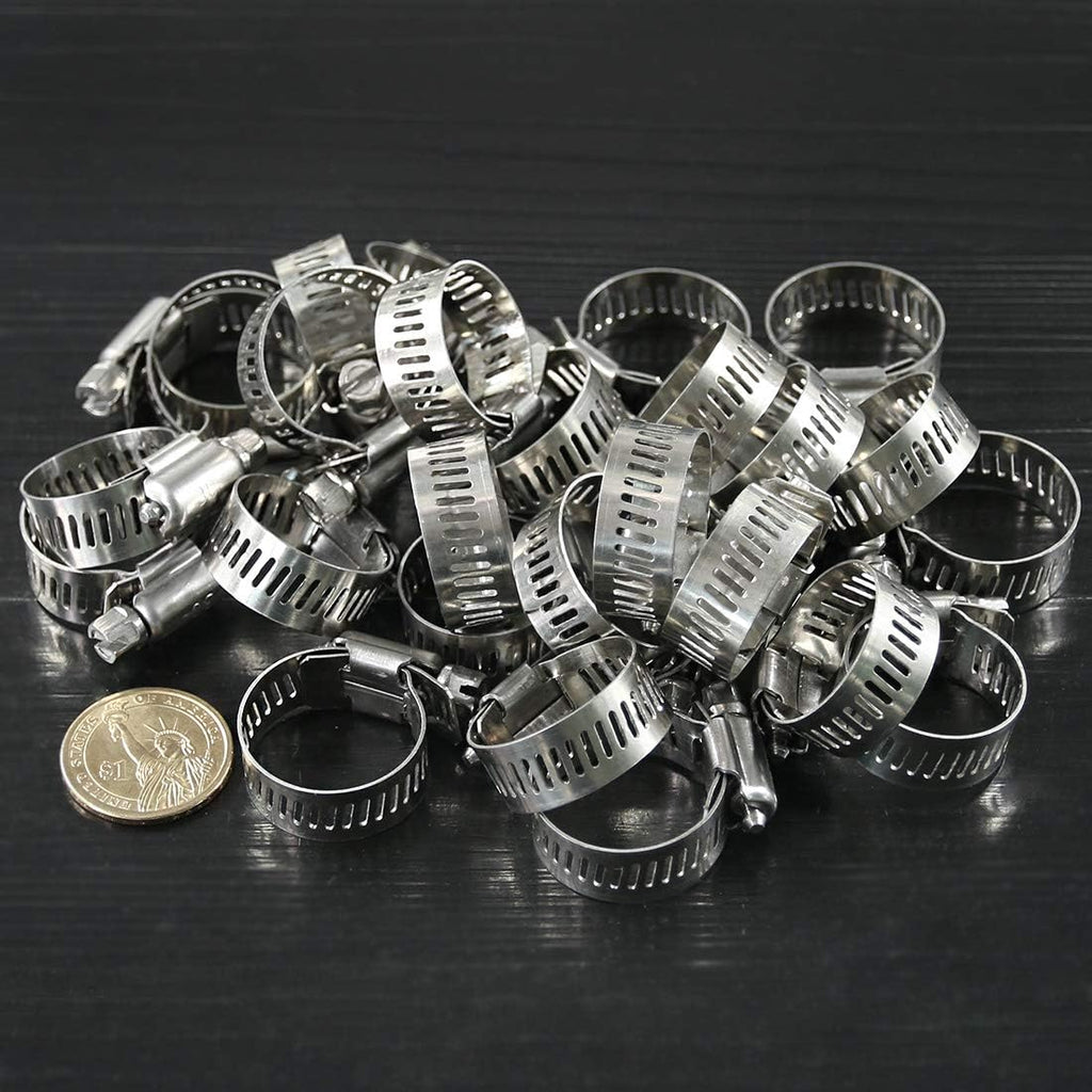 25Pcs Adjustable 304 Stainless Steel Worm Gear Hose Clamp Assortment Kit (18-32mm) W55610