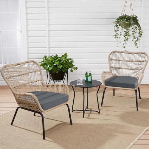 Waterproof Outdoor Chair Cushions Set of 2, 17"x16"x2", Cream E283634