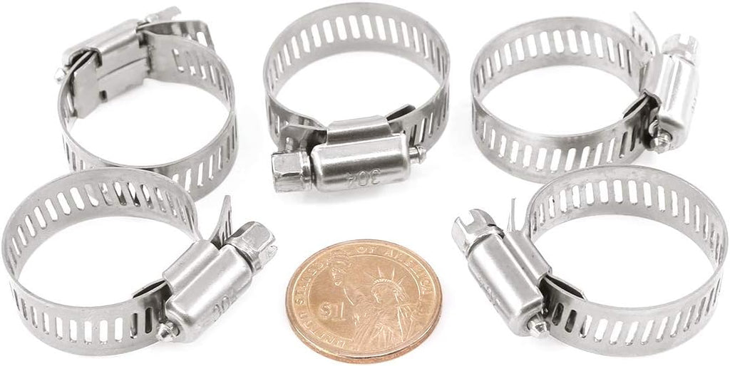 25Pcs Adjustable 304 Stainless Steel Worm Gear Hose Clamp Assortment Kit (18-32mm) W55610