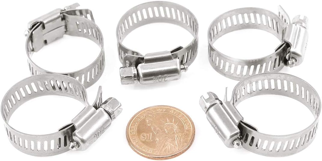 25Pcs Adjustable 304 Stainless Steel Worm Gear Hose Clamp Assortment Kit (18-32mm) W55610