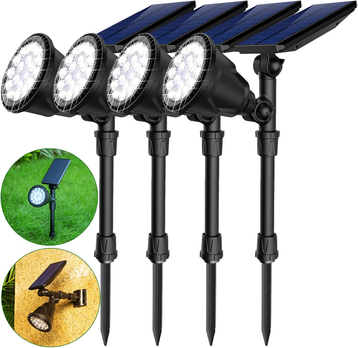 4 Pack Warm White Waterproof Solar Landscape Spotlights P477228