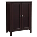 Brown Double Door Bathroom Floor Storage Cabinet with Adjustable Shelf K373