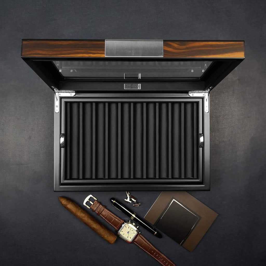 Ebony Wood Pen Display Case with Glass Window O875530