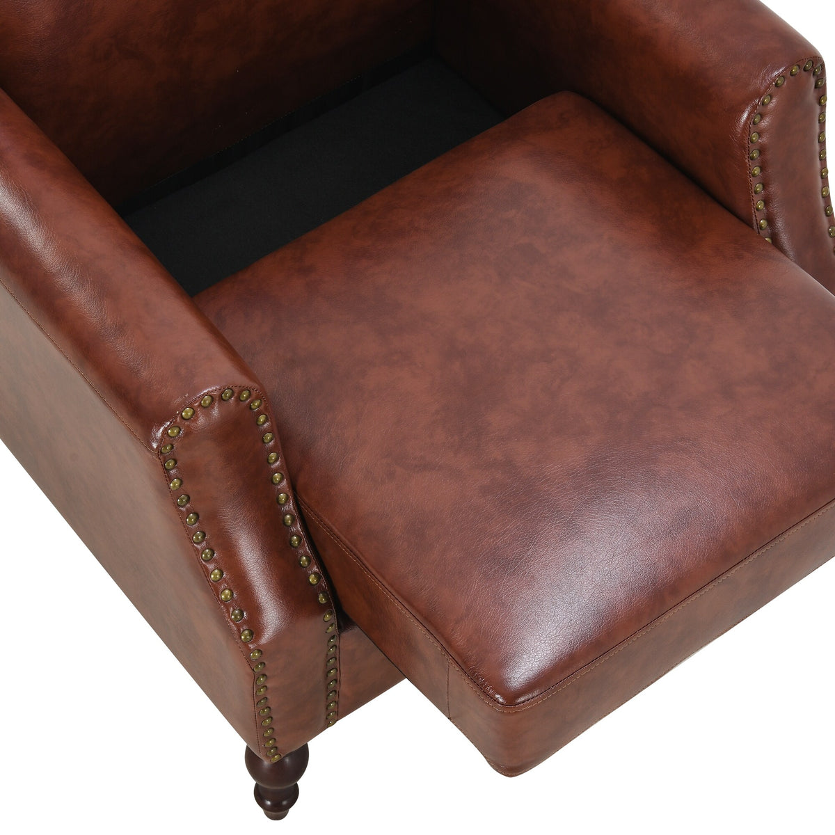 PU Leather Upholstered Accent Chair with Nailheads N1326