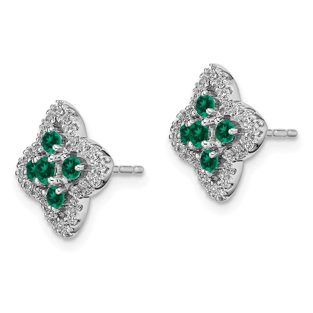 14 Karat Two-Tone Lab Grown Diamond and Created Pink Sapphire Earrings R31195