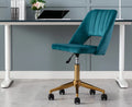 Green Tufted Fabric Task Chair with Gold Base and Wheels W1071