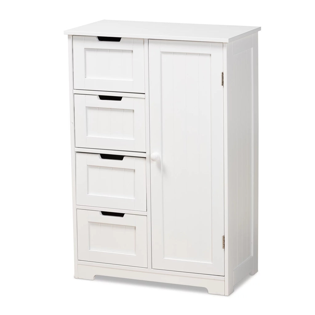 White 4-Drawer Wood Bathroom Storage Cabinet W4822