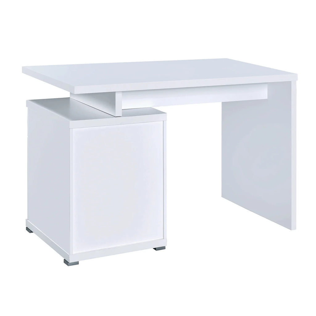 White Wooden Desk with Cabinet C3468