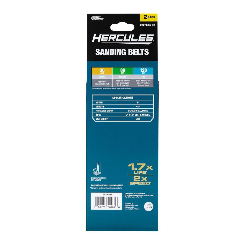 2 in. x 48 in. 80-Grit Ceramic Alumina Sanding Belts 2-Pack Q582